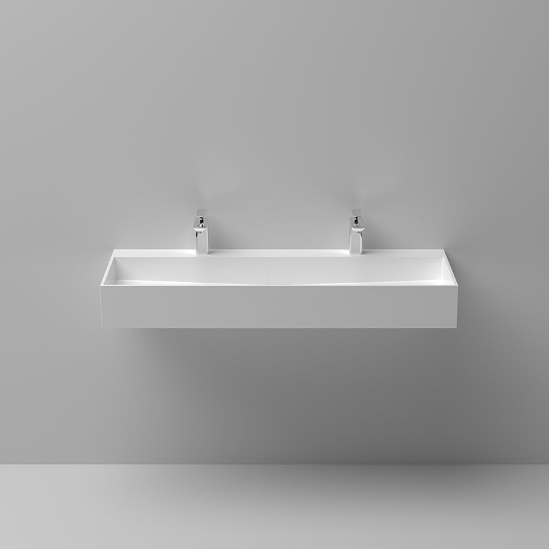 Homary Matte White Resin Rectangular Trough Bathroom Sink Wayfair